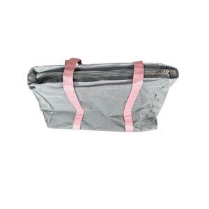 Dressbarn Gray & Pink Large Tote Bag With Zipper Closure & Dual Handles